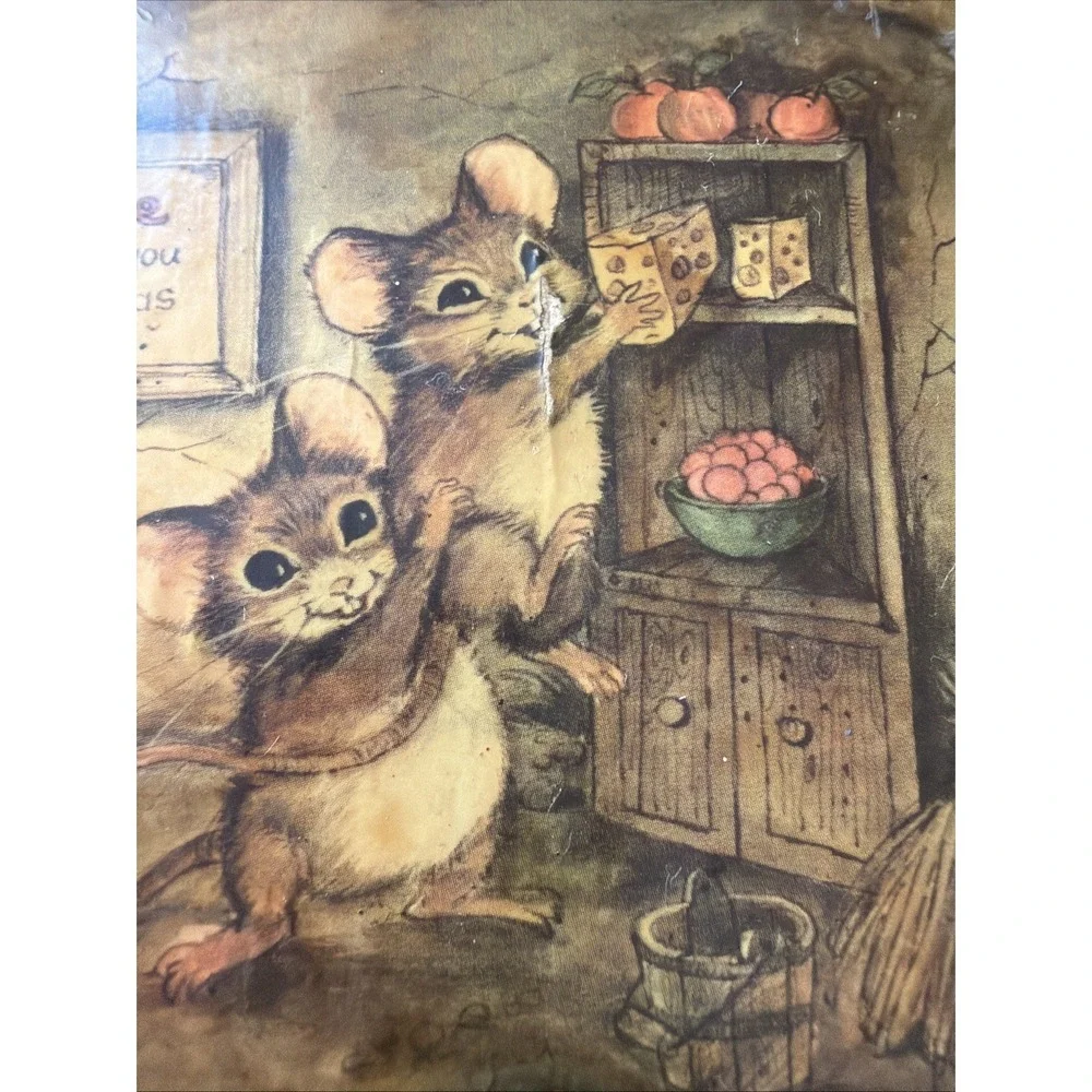 W.M. Otto Wooden Wall Art Mice Vintage 1970's